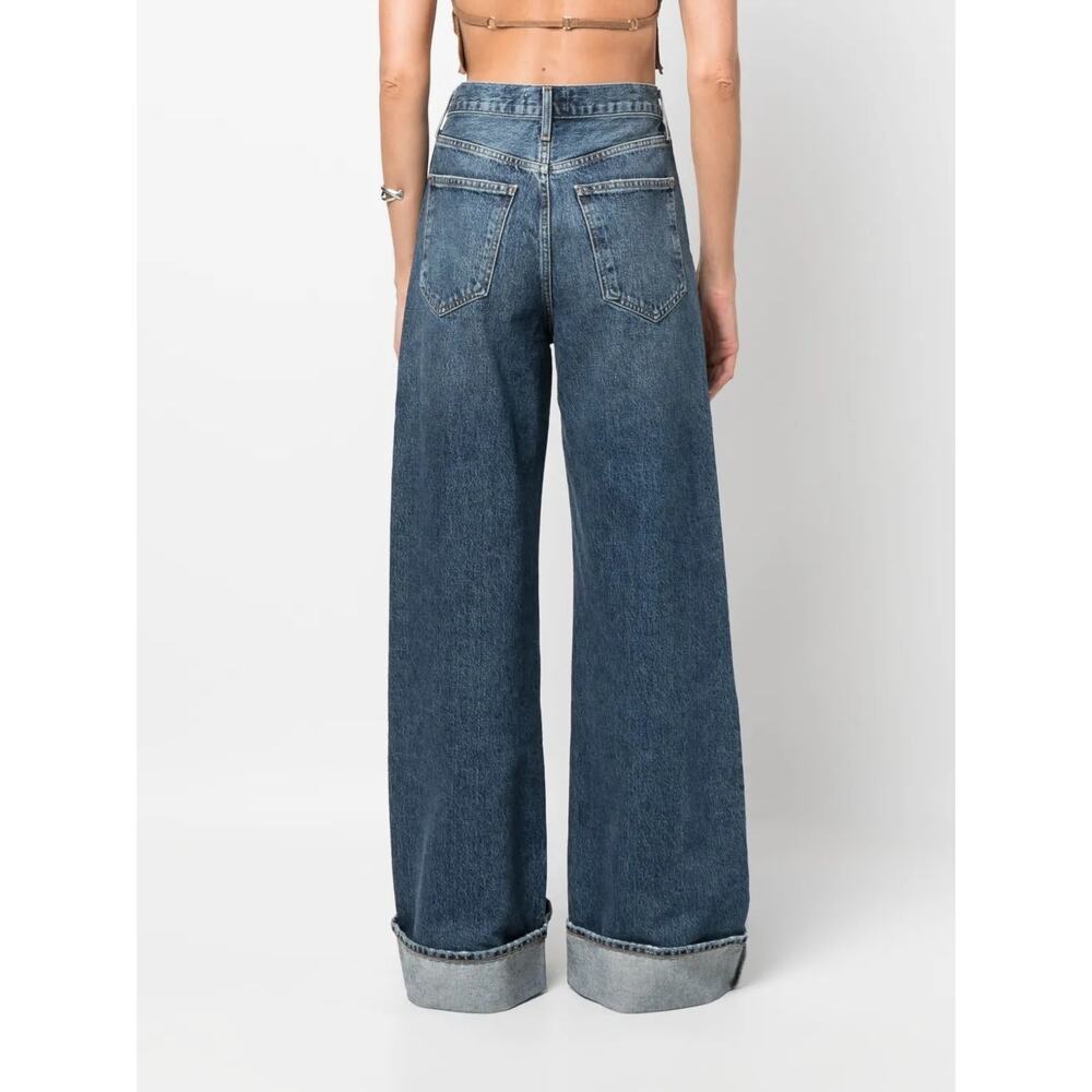 Agolde Dame Wide Leg Jeans 24 in Blue Denim High Rise Organic Cotton - Picture 9 of 13